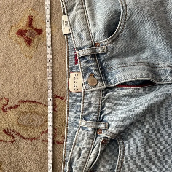 Alice + Olivia Vintage Wash Distressed Wide Leg Jeans - Picture 3 of 3